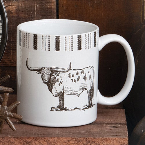 Cowboy Lifestyle Ceramic Longhorn Mugs - Set of 4