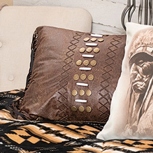 Southwest Bead Fringed Accent Pillow