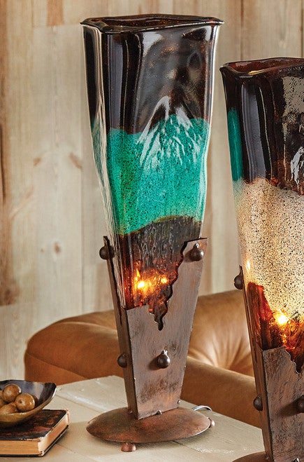 Triangle Glass Table Lamp - Turquoise