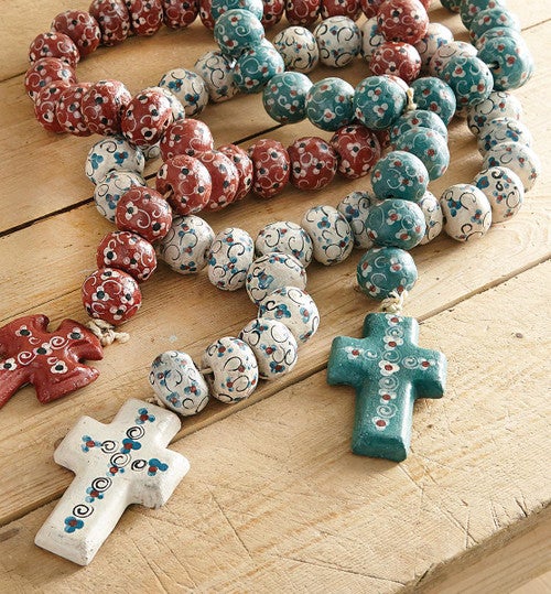 Southwest 25 Inch Rosary Beads - White