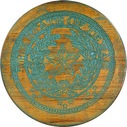 Wooden Texas State Seal - Turquoise Wash