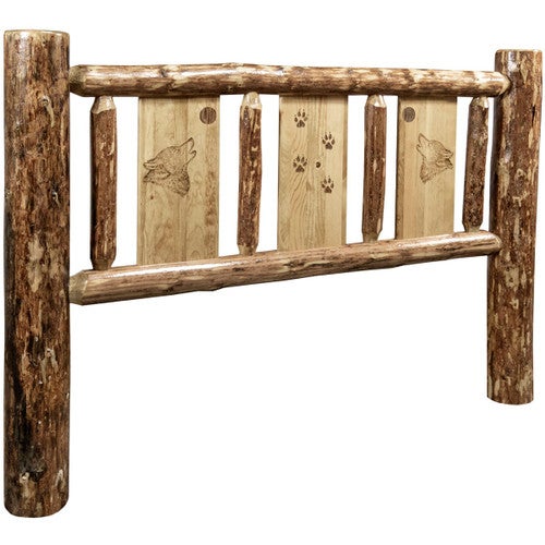 Cascade Headboard with Laser Engraved Wolf Design - Full