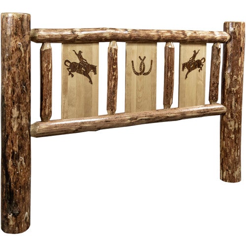 Cascade Headboard with Laser Engraved Bronc Design - Cal. King