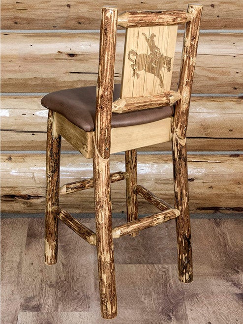 Cascade Barstool with Saddle Upholstery and Back - Bronc