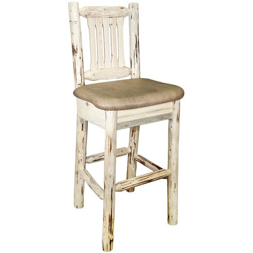 Asheville Counter Stool with Back - Buckskin Upholstery