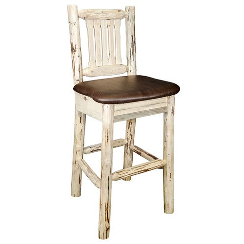 Asheville Barstool with Back - Saddle Upholstery