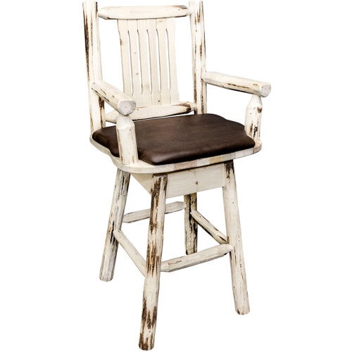 Asheville Captain's Swivel Counter Stool - Saddle Upholstery
