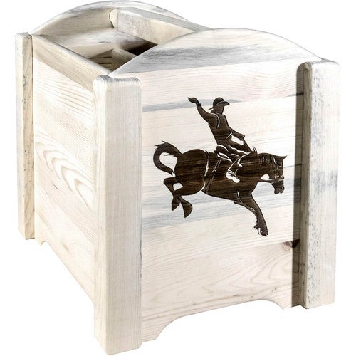 Denver Magazine Rack with Engraved Bronc - Lacquered