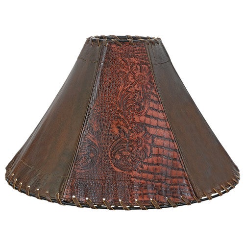 Vaquero Tooled Leather Lamp Shade - 18 Inch