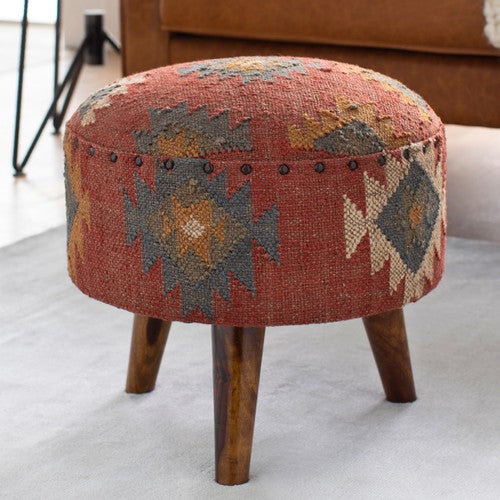 Angel Fire Hand Woven Jute & Wool Stool