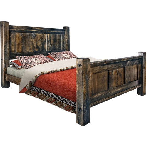 Lima Sawn Bed with Iron & Jacobean Stain - King