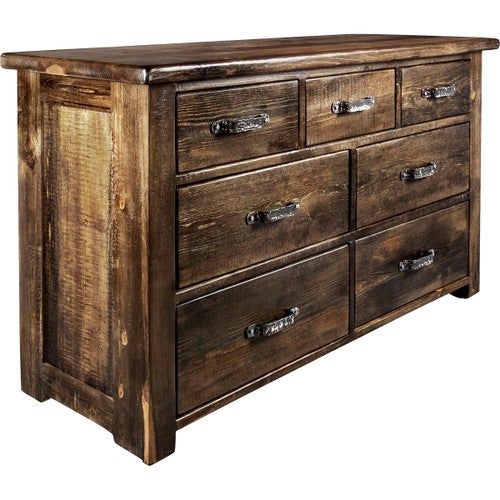 Lima Sawn 7 Drawer Dresser with Iron & Provincial Stain