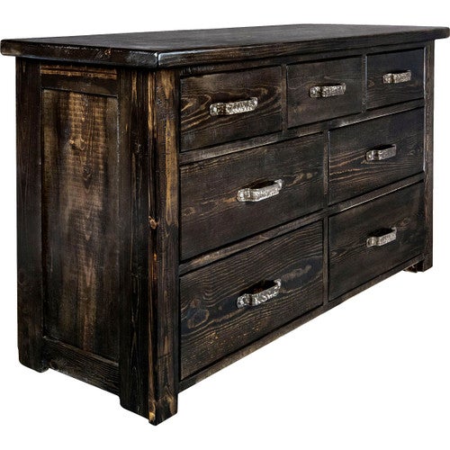 Lima Sawn 7 Drawer Dresser with Iron & Jacobean Stain