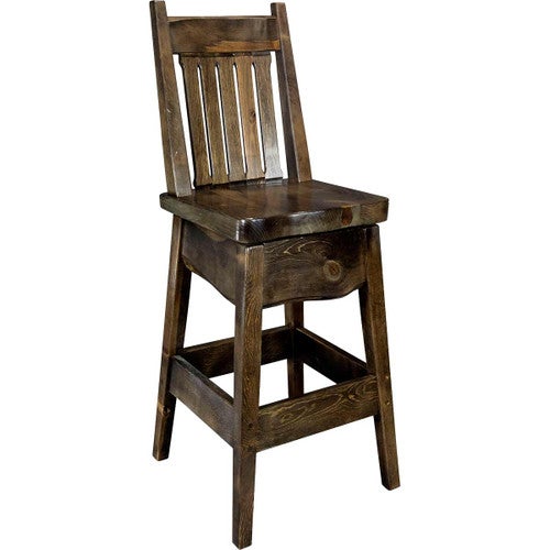 Lima 30 Inch Barstool with Back - Jacobean Stain