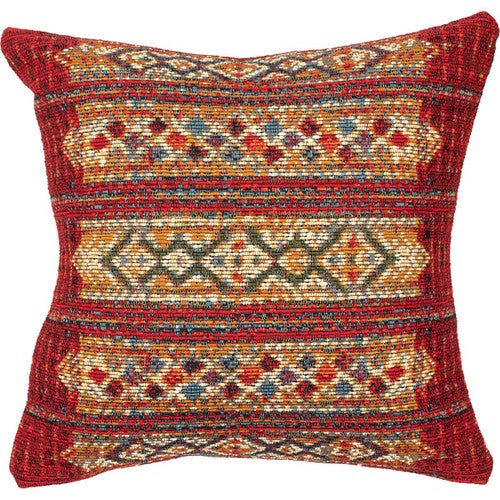 Tribal Stripes Square Accent Pillow - Red
