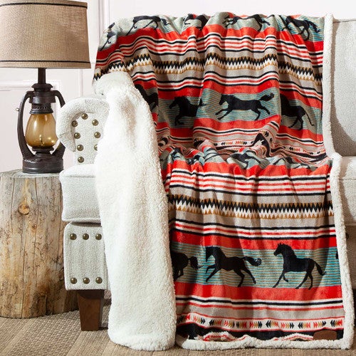 Black Stallion Plush Throw