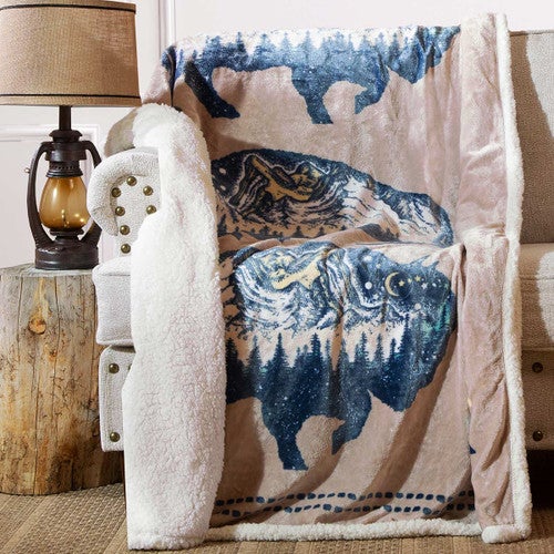 Bison Scene Sherpa Throw