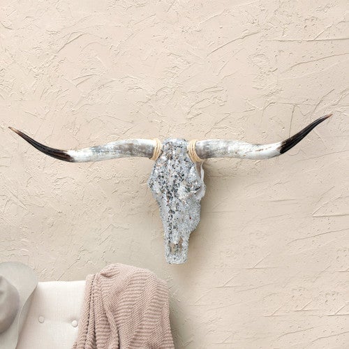 Authentic Longhorn Skull with Platinum Glass