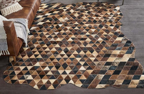 Cowhide Mosaic Rug - Brown - 9 x 13
