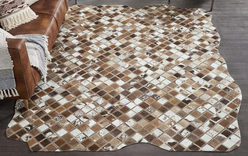 Cowhide Mosaic Rug - Multi Brown - 7 x 10