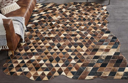 Cowhide Mosaic Rug - Brown - 8 x 12