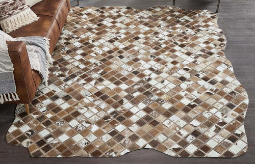 Cowhide Mosaic Rug - Multi Brown - 5 x 9