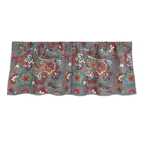 Floral Paisley Teal Reversible Valance