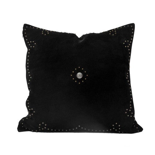 Silver Stud Western Pillow - Black