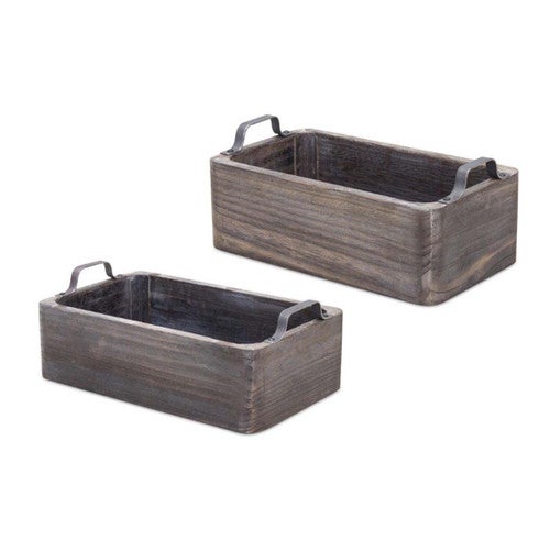 Rustic Wooden Crates - Set of 2