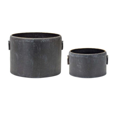 Weathered Metal Planters - Set of 2
