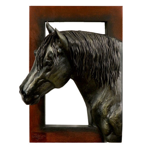 Left Facing Black Horse Head Wall Sculpture