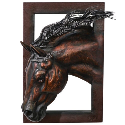 Grazing Left Facing Horse Wall Sculpture