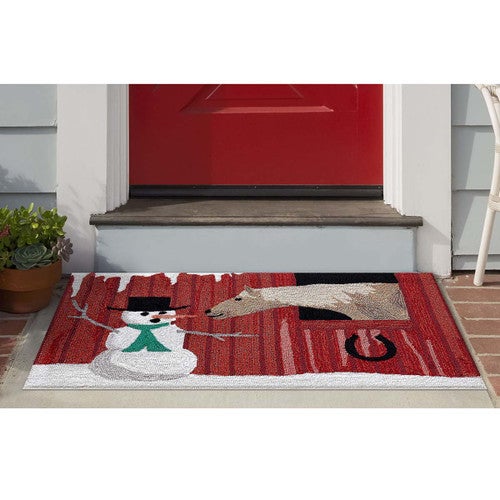 Curious Farm Snowman Indoor/Outdoor Rug - 2 x 3