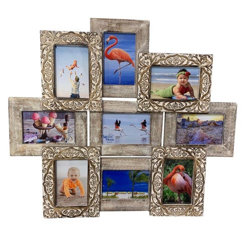 Vintage Driftwood 9-Photo Wall Frame