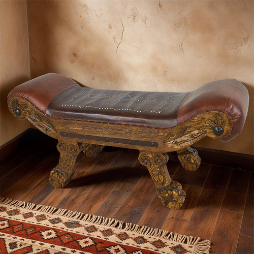 Romanesque Leather Bench