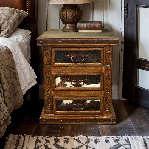 Brindle Leather Nightstand
