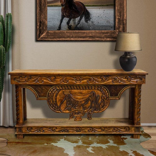 Cowhide Saddlehorn Console