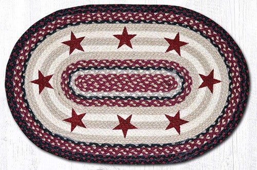 Red Stars Oval Rug