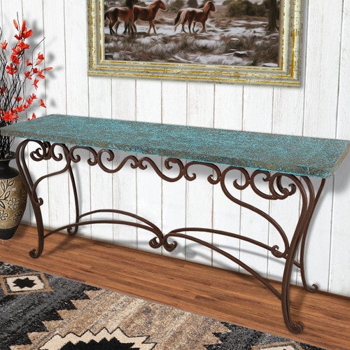 Rustic Turquoise Sofa Table
