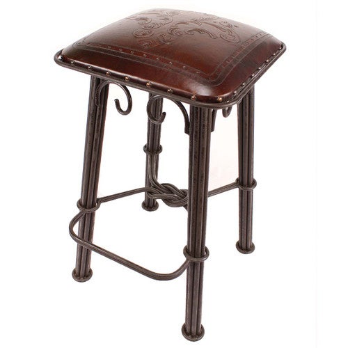 Antique Fleur de Lys Iron Barstool