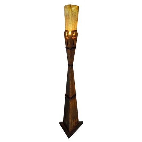Cross Floor Accent Lamp with Crackled Amber Glass - Medium