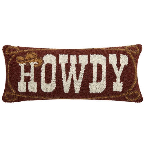 Cowboy Greetings Hooked Pillow - OUT OF STOCK UNTIL 06/26/2025