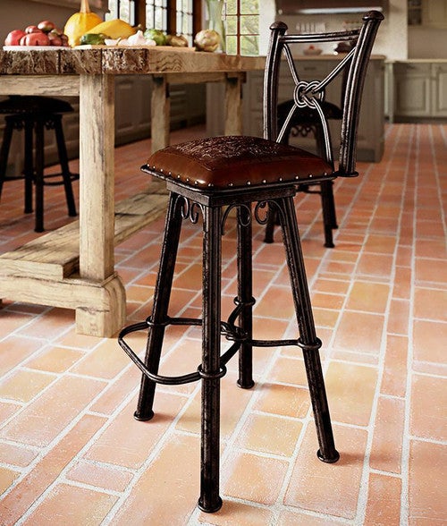 Coronado Iron Stool with Back - Colonial Brown
