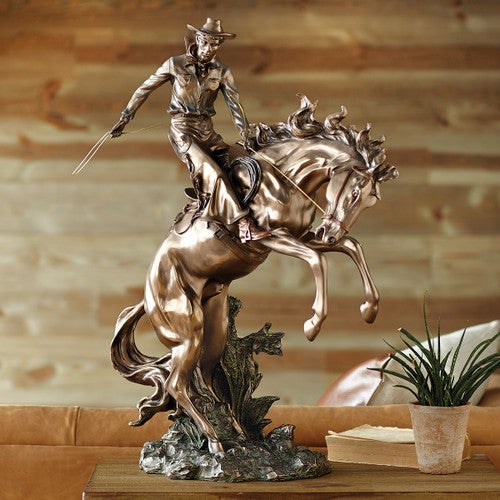 Cowboy Bronco Buster Sculpture - OVERSTOCK