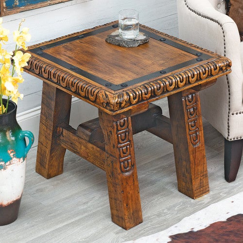 Sonoma Carved Wood Side Table