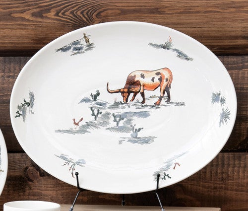 Cowboy Roundup Ceramic Serving Platter
