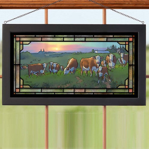 Cows in the Field Stained Glass Art