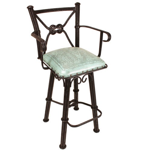 Coronado Swivel Counter Stool w/Arms - Colonial Turquoise