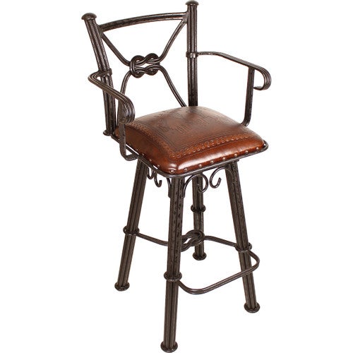 Coronado Swivel Barstool w/Arms - Posse Antique Brown