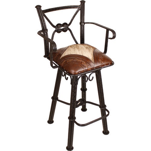 Coronado Swivel Counter Stool w/Arms - Hair on Hide Antique Brown